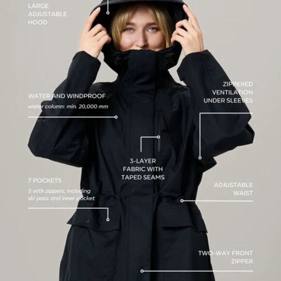 Astrid Wild Scandinavian Outdoor Emma Shell Jacket in Black - Picture 11 of 13